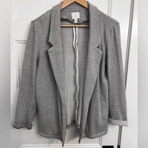 Knit cotton grey stripe blazer